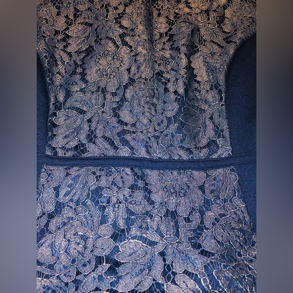 New 7th Avenue Design Studio / New York and Company Navy Blue Top and Skirt Set - Picture 3 of 8